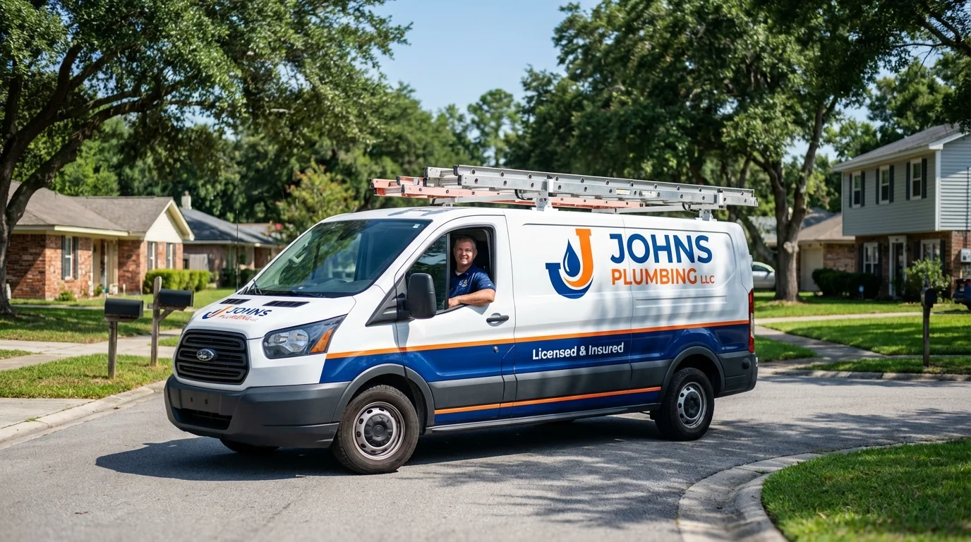 Johns Plumbing LLC service van in Hattiesburg, MS