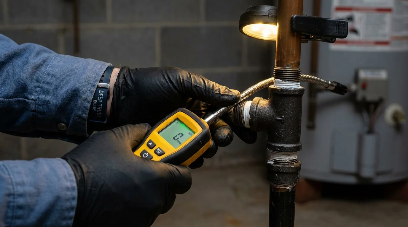Gas leak detection with electronic sniffer by Johns Plumbing LLC in Hattiesburg