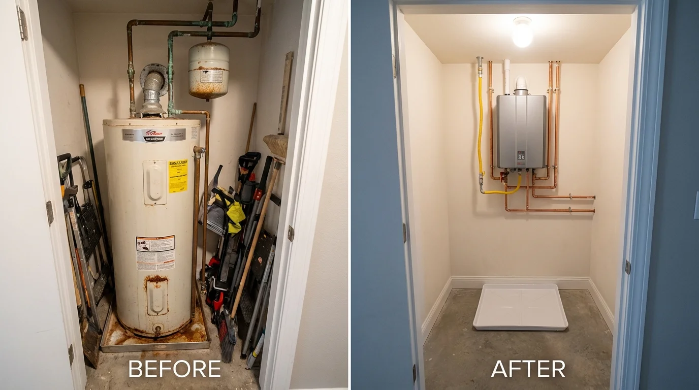 Tank water heater versus wall-mounted tankless unit comparison for Hattiesburg, MS homeowners