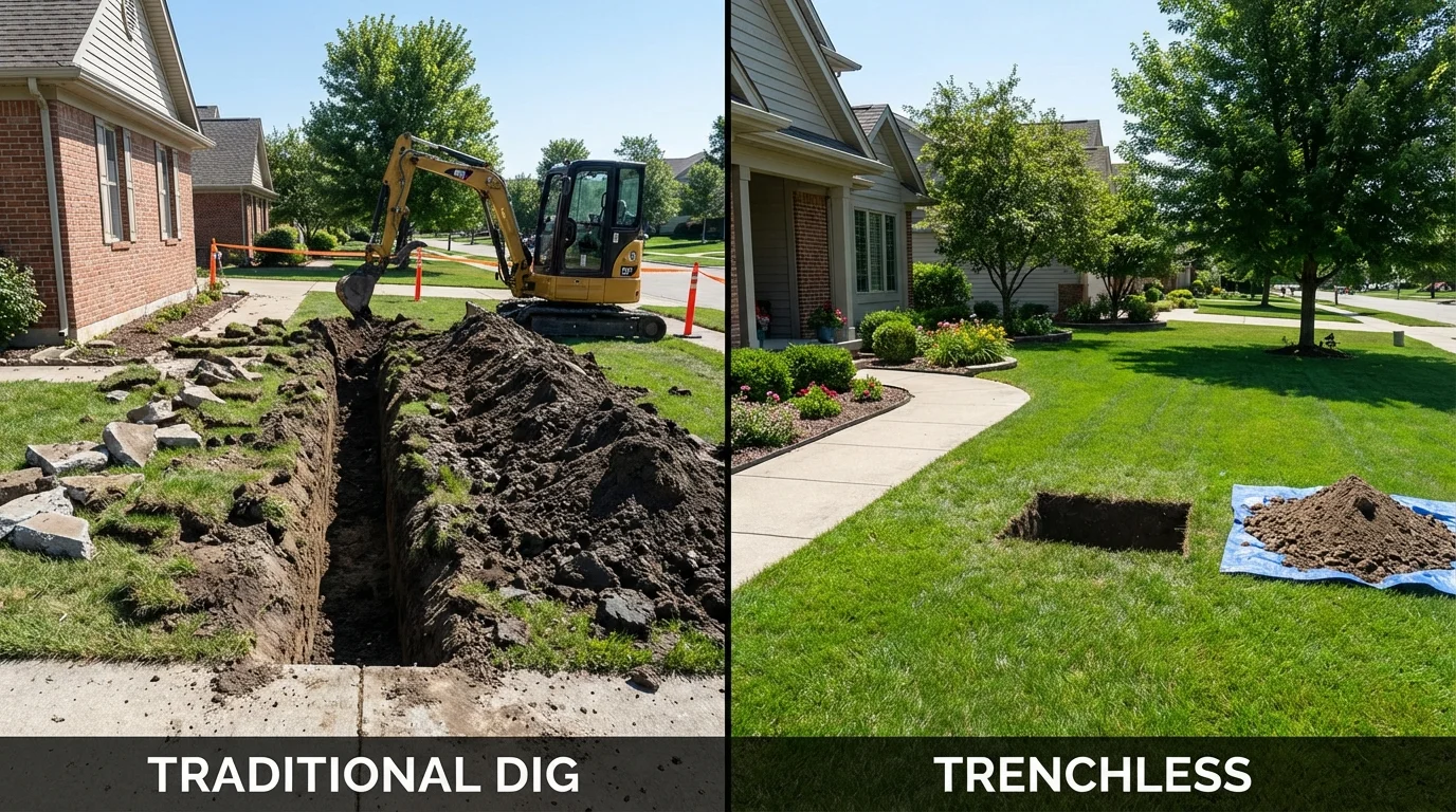 Trenchless sewer repair with minimal yard damage versus traditional excavation in Hattiesburg, MS